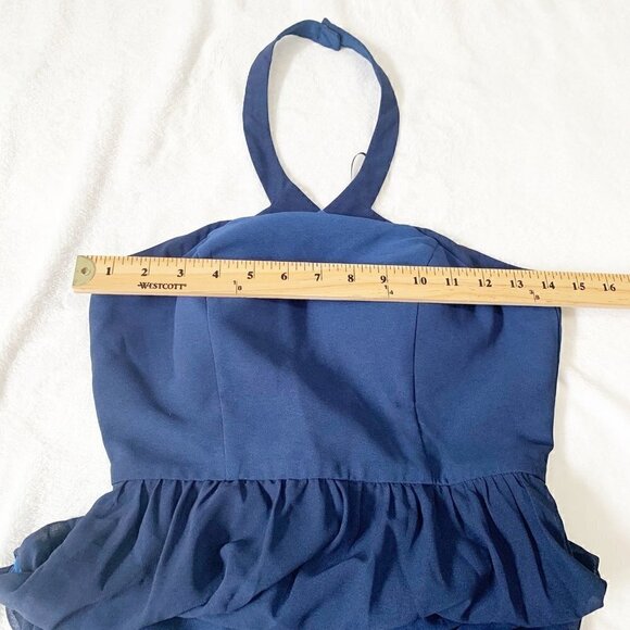 ModCloth blue ombre halter chiffon‎ flowy maxi formal dress - Picture 10 of 12